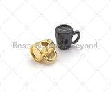High Polished Coffee Cup Big Hole Spacer Beads, Gold/Silver/Rose Gold/Gunmetal Cup Spacer Beads, Men's Bracelet Charm, 11x9mm,Sku#Y425