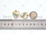 Enamel Rainbow On Heart Shape Pendant, 18K Gold Filled Heart Charm,Necklace Bracelet Charm Pendant,mm,Sku#LD150