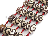Tibetan Barrel Agate Beads, Dzi Eye Drum Spacer Beads, White Brown Tibetan Evil Eye Agate Beads, 15x20mm, sku#U534
