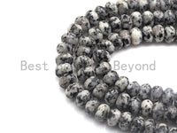 2mm Large Hole Natural Sesame Jasper Beads, Rondelle Smooth 6x10mm/5x8mm, 8" Long Strands, sku#U700