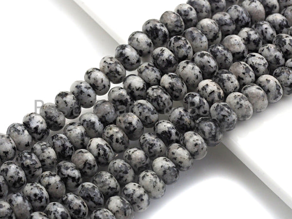 2mm Large Hole Natural Sesame Jasper Beads, Rondelle Smooth 6x10mm/5x8mm, 8" Long Strands, sku#U700