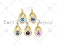Gold Filled Drop shape Colorful Evil Eye Charm, Teardrop Shape Pendant, Protection Charm,Evil eye Jewelry Findings,16x25mm,Sku#Y492