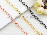 10x8mm Texturized Chunky Oval Gunmetal/Gold/ Rose Gold Plated Chain, Long Oval Cable Chain, sku#E505