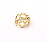 Gold CZ Round Ring Link Ring, Sku#X219