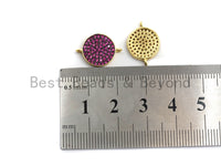 CZ Micro Pave Round Coin Connector for Bracelet/Necklace, Fuchsia/Brown/Turquoise/Black/Blue Color CZ Pave Beads,12x16mm, sku#E450