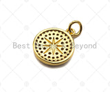 18k Dainty Gold North Star On Round Coin Charms, Dainty Gold Star Pendant, Star Necklace Charms, 11x13mm, Sku#Z1252