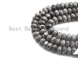 2mm Large Hole Natural Map Jasper Beads, Rondelle Smooth 6x10mm/5x8mm, 8" Long Strands, sku#U702