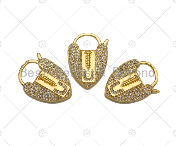 23x26mm 24k Shiny Gold Heart Screw Clasps, CZ Micro Pave Heart Screw  Clasps, Gold Necklace Clasp, Screw Clasp, Gold Plated Findings, ZC244