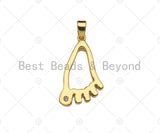 CZ Micro Pave Foot Shape Pendant,18K Gold Feet Charm, Necklace Bracelet Charm Pendant,16x27mm,Sku#FH159
