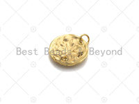 18K Gold Medallion Round Coin with Clear Diamond CZ Moon Charm, Brass Medallion, Gold Coin Charm,17mm, Sku#LK22