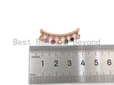 Colorful CZ Micro Pave Curve bar with Dangles Pendant,Necklace Bracelet Connector Charmt, 31x8mm, sku#F1131