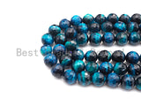 High Quality Natural Round Faceted Tiger Eye Round Beads, 8mm/10mm/12mm/14mm Beads, Blue Tiger Eye Beads, 15.5inch Full strand, SKU#UA35