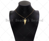 CZ Micro Pave Star On Lightning Shape Pendant, 18K Gold Charm, Necklace Bracelet Charm Pendant,16x33mm,Sku#LK309