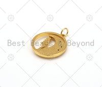 CZ Micro Pave Surfing With Round Ring Pendant,18K Gold Filled Surfing Pendant, Bracelet Necklace Charm Pendant,19x21mm,Sku#Y498