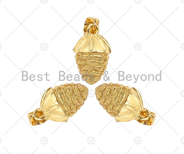 18k Gold Color Pinecone Shape Pendant, Dainty Gold Acorn Pendant, Christmas Charm Pendant,14x8mm, Sku#LK207