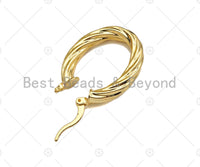 Gold Twisted Oval Hoop Earrings, Gold Hoop Earrings, sku#J301