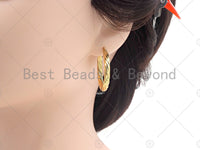 Gold Twisted Oval Hoop Earrings, Gold Hoop Earrings, sku#J301