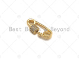 Small 18K Gold Safety Pin Clasp, Carabiner Clasp Safety pin, Paper clip connector clasp, 7x14mm, sku#LK11