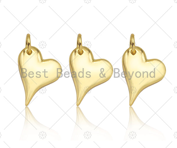 18K Dainty Gold Peach Heart Pendant/Charm,Gold Medallion Charm, Necklace Bracelet Charm Pendant,11x15mm, Sku#LK243
