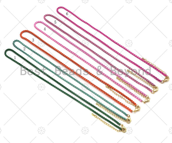 26 COLORS!!! Enamel Box Chain Necklace, Enamel Pop Chain Necklaces, sku#EF01