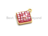 100% Natural Color HOT Pink Shell Diamond Shape Charm in Gold/Silver Finish,Fuchsia Pink Shell Pendant,Pink Shell Charm, 13x16mm,SKU#Z329