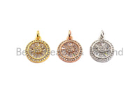 CZ Micro Pave Round Coin Shaped Pendant/Charm, Cubic Zirconia Pendant Charm,14x17mm,sku#Z526