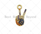 Colorful CZ Micro Pave Peace Hand Charm, Victory Sign Shape charm, Peace Hand Symbol Charm, Hand Sign Charm, 10x21mm, sku#B125