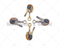 Colorful CZ Micro Pave Peace Hand Charm, Victory Sign Shape charm, Peace Hand Symbol Charm, Hand Sign Charm, 10x21mm, sku#B125