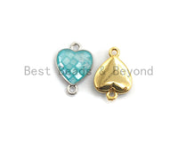 100% Natural Shell Aqua Blue Heart Shape Connector, Gold/Silver Plated, Natural Shell Beads, 10x14mm,SKU#Z275