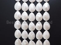 Quality Plated White Mother of Pearl, Mop Shell, Teardrop Shape White Pearl, 18x25/25x35mm,15inch strand,SKU#U239
