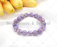 Quality Natural Purple Tibetan Agate Stretchy Bracelet, 8mm/10mm/12mm Elastic Fit Round Smooth, 7.5'' Football Bracelet,Sku#U1124