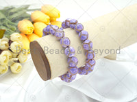 Quality Natural Purple Tibetan Agate Stretchy Bracelet, 8mm/10mm/12mm Elastic Fit Round Smooth, 7.5'' Football Bracelet,Sku#U1124