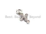 CZ Clear Micro Pave Cross Charm, CZ Pave Pendant, Gold/Rose Gold/Silver/Gunmetal plated, 6x11mm, Sku#F796