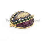 Large CZ Micro Multi color Dome Evil Eyes Connector, Half Circle Cubic Zirconia Connector for Bracelet Necklace,20x25mm,sku#E406