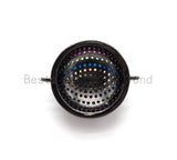 Large CZ Micro Multi color Dome Evil Eyes Connector, Half Circle Cubic Zirconia Connector for Bracelet Necklace,20x25mm,sku#E406