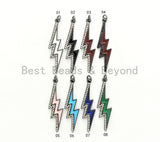 CZ Enamel Thunder Lightning Bolt Charm, Enamel CZ Pave lightning Sign Pendant, Pave Lightning Bolt Charm,  11x39mm, sku#F604