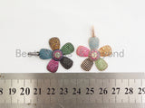 28mm CZ Rainbow Color Micro Pave Daisy Flower Pendant,Cubic Zirconia Paved Flower Charm Gold,Silver, Rose Gold,Gunmetal plated,sku#F489