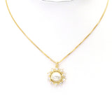 Clear CZ Gold Pearl Flower Charm, Sku#LK817