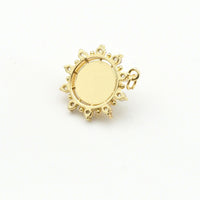 Clear CZ Gold Pearl Flower Charm, Sku#LK817