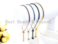 NEW Adjustable Bracelet, Cobalt Blue CZ Pave Stud Bracelet Gold/Silver/Rose Gold/Gunmetal, Bridal Bracelet Jewelry,sku#P47