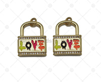 Enamel Love Lock Charm, Sku#L640