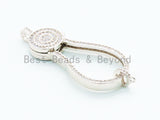 CZ Clear Micro Pave Jumbo Lobster Claw Clasp, Mega Jumping Ring Clasp Charm, Gold Rose Gold Black, 56x23mm,sku#H40