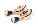CZ Mirco Pave 75x28mm Bracelet Necklace Clasp/Link Connector, Cubic Zirconia Interlocking Clasp in Gold Rose Gold Black Finish,sku#J1