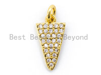 White CZ Micro Pave Triangle Charm for Necklace Bracelet, Cubic Zirconia Charms, 19x8mm,sku#F166