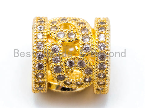 CZ Micro Pave Big Hole Cylinder Spacer Beads, Large Hole Pave beads, Cubic Zirconia Tube Spacer Beads, 10mm, sku#C17