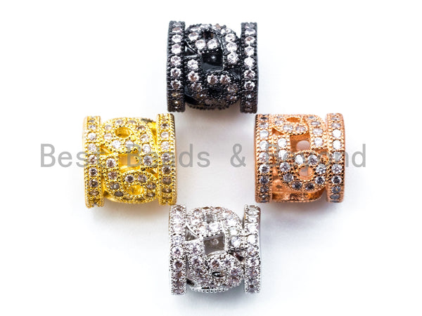 CZ Micro Pave Big Hole Cylinder Spacer Beads, Large Hole Pave beads, Cubic Zirconia Tube Spacer Beads, 10mm, sku#C17