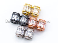 10x12mm CZ Micro Pave Drum shape Beads, Cubic Zirconia Spacer Gold/Silver/Rose Gold/Gunmetal, European Large Hole Beads, 1pc/2pcs, sku#G267