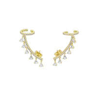 Gold Triangle Dangle Ear Climber, Sku#A115