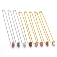 Gold Silver Finish Colorful CZ Spacer Tube Pendant Necklace, Sku#A122