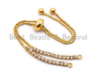 NEW STYLE Sliding adjustable Half finished bracelet,Box chain with CZ Stud, rubber stopper beads, connector link findings,#P22